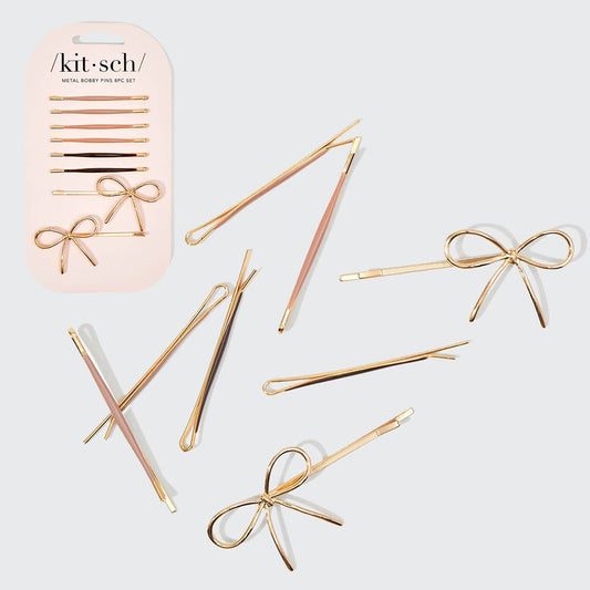 Metal & Enamel Bow Bobby Pins Set