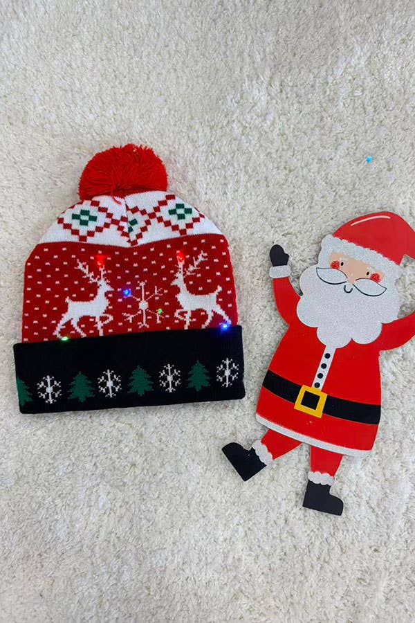 Unisex Christmas hat toddler kids hat w/lights