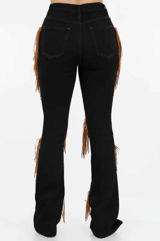 Western Fringe Bootcut Jeans for Trendy Effortless Style