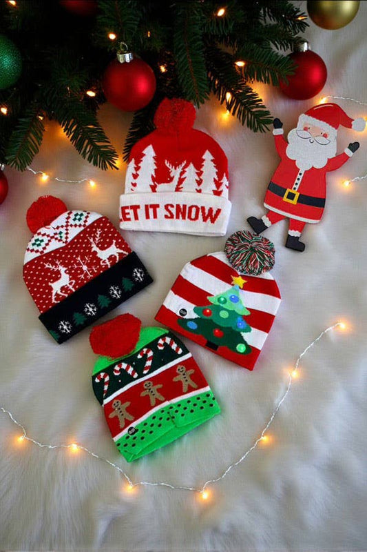 Unisex Christmas hat toddler kids hat w/lights