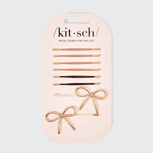 Metal & Enamel Bow Bobby Pins Set