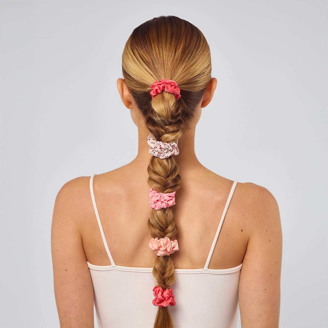 Satin Scrunchies 5pc Set - Assorted Cherry Blossom