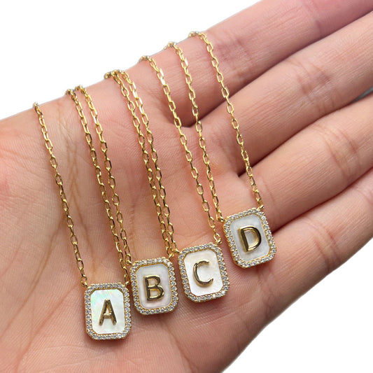 Mother of Pearl Initial Necklace