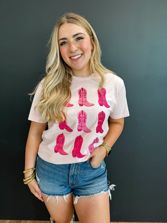 PINK COWGIRLS BOOTS TEE