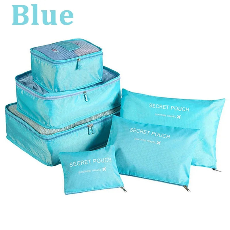 6pcs Set Travel Storage Bags | Suitcase Packing Set & Portable Luggage Organizer (Clothes Shoe Foldable Organizer)