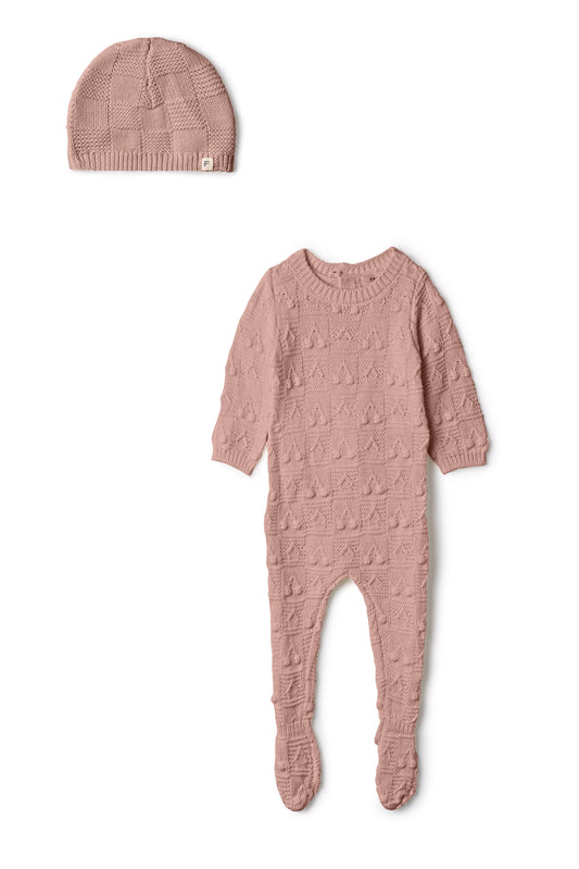 Knit Textured Onesie and Hat