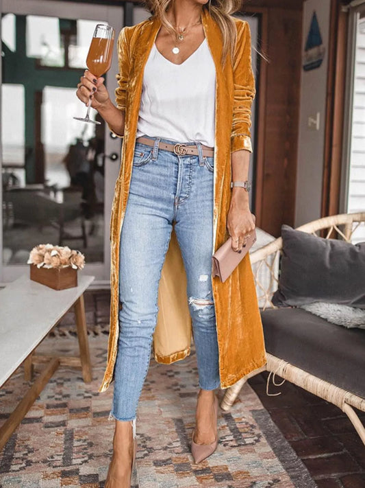 Open Front Long Sleeve Longline Cardigan