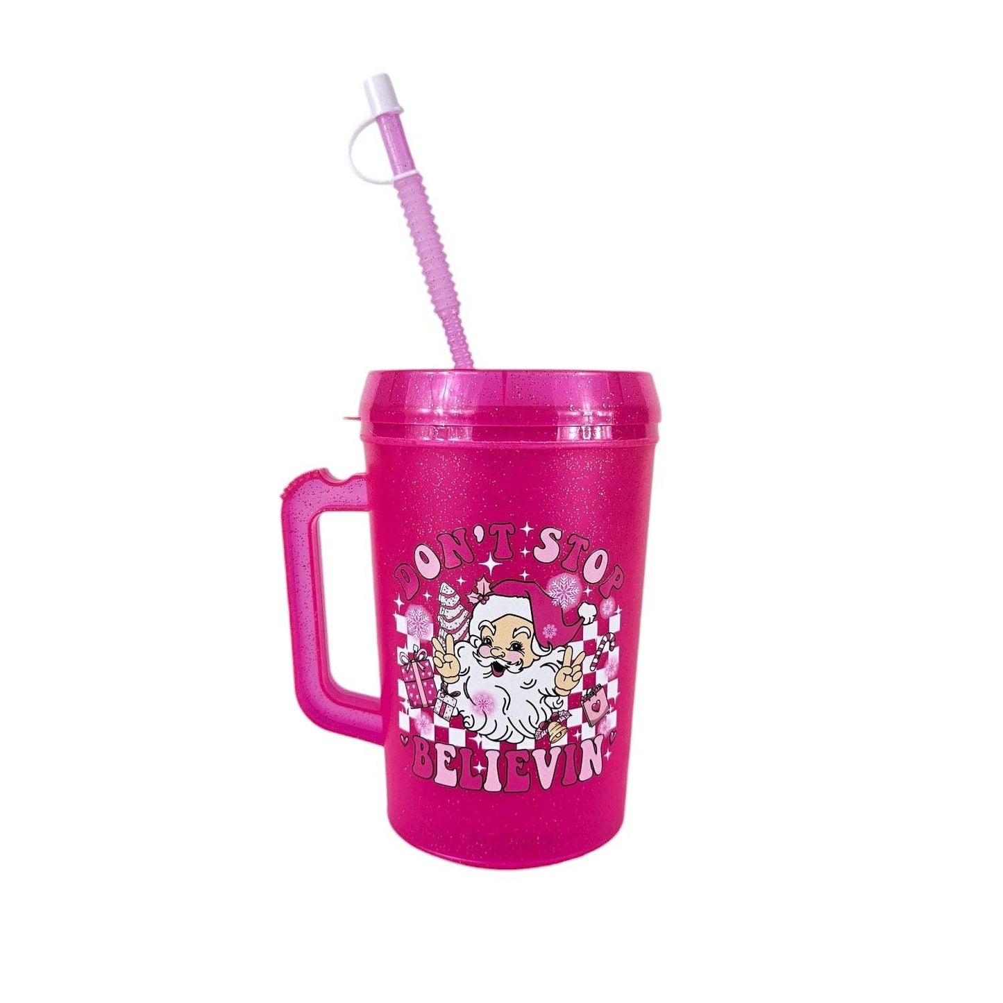 Santa Don't Stop Believin Mega Mug