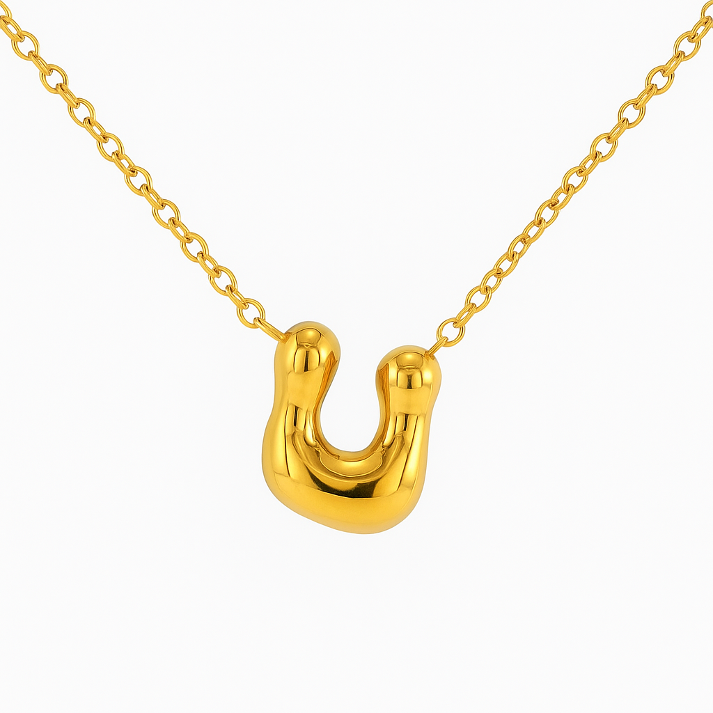 Initial Bubble Letter Necklace