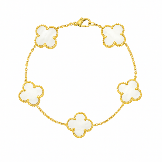 White Four Leaf Clover Bracelet - Lucky Charm Jewelry